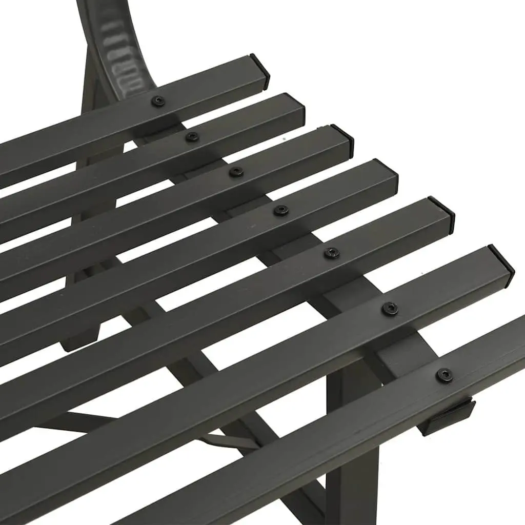 Garden Bench Outdoor Seating Slatted Backrest 110cm Black Powder-Coated Steel