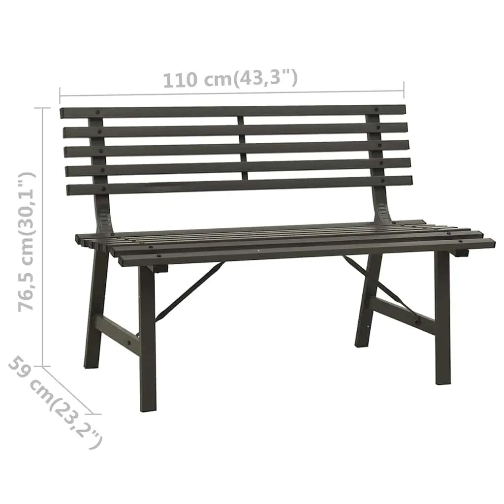 Garden Bench Outdoor Seating Slatted Backrest 110cm Black Powder-Coated Steel