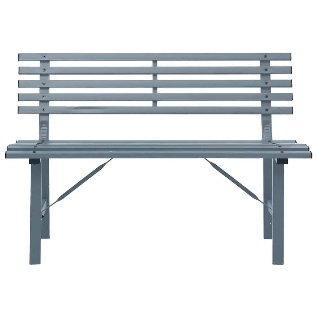 Garden Bench Steel Grey 110cm Outdoor Seat Patio Backyard Slatted Backrest