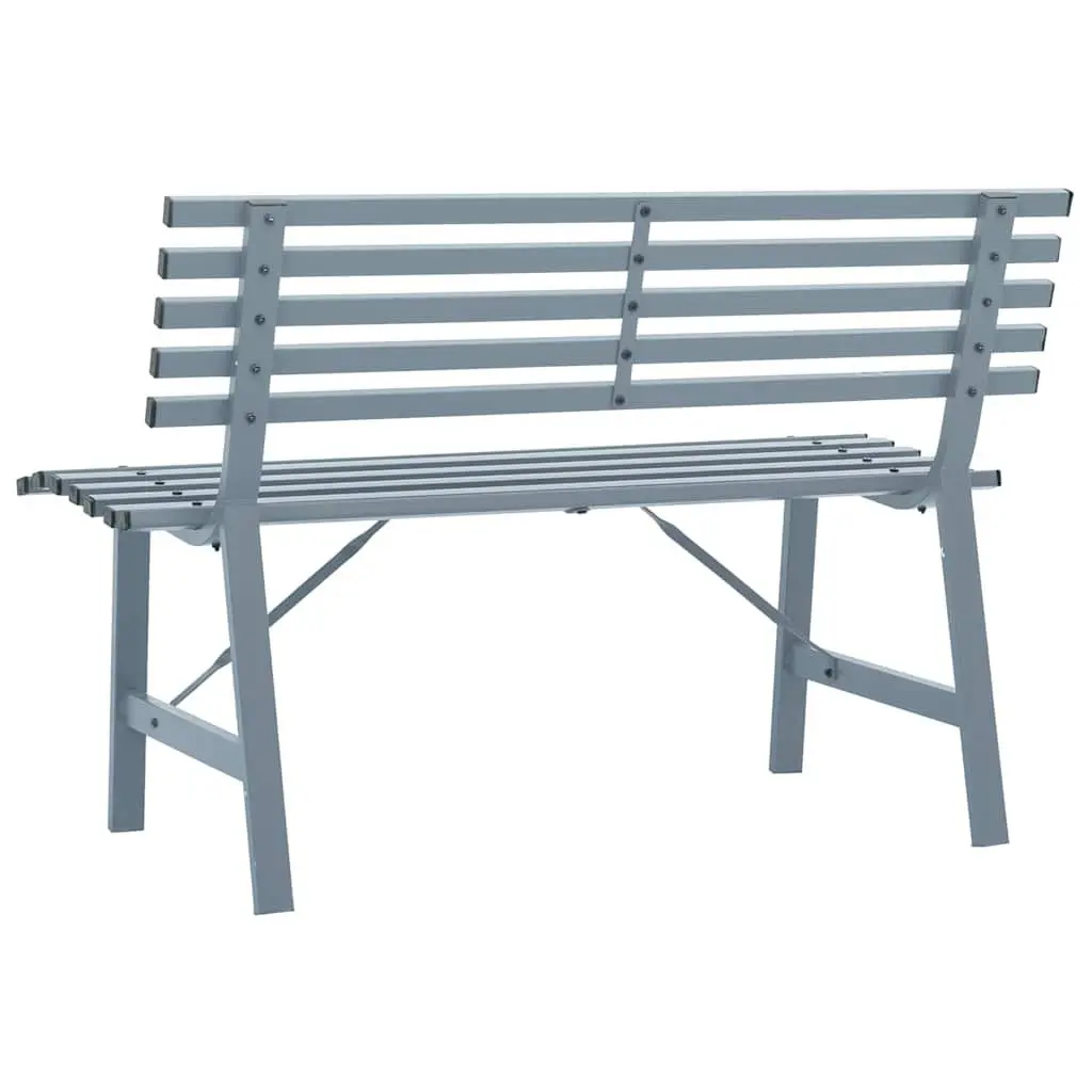 Garden Bench Steel Grey 110cm Outdoor Seat Patio Backyard Slatted Backrest
