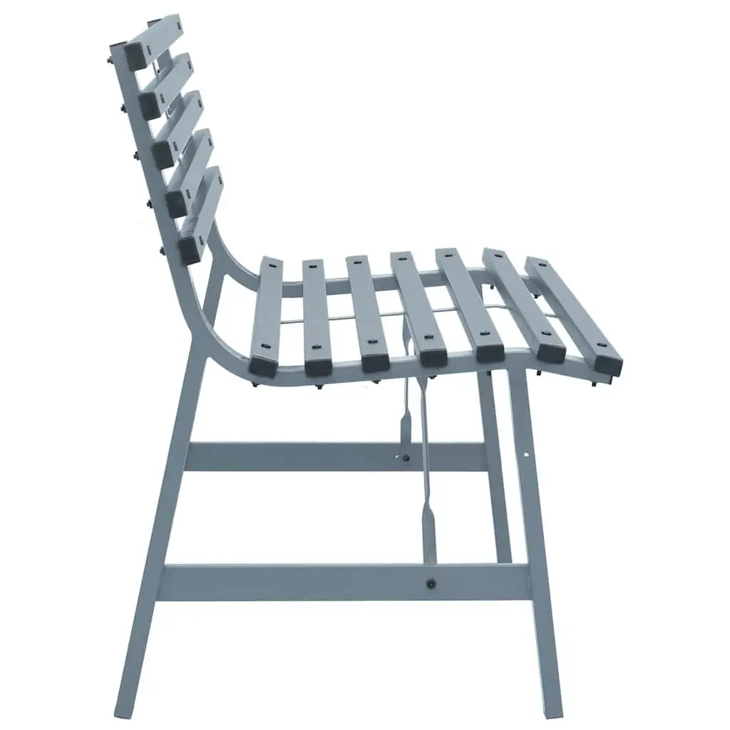 Garden Bench Steel Grey 110cm Outdoor Seat Patio Backyard Slatted Backrest
