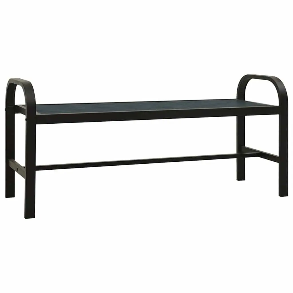 Outdoor Garden Bench Weather-Resistant Steel WPC 124.5cm Black