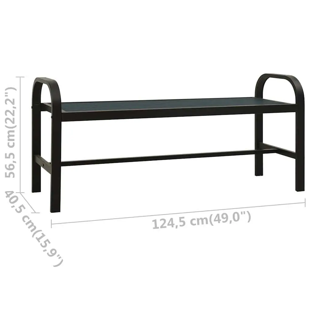 Outdoor Garden Bench Weather-Resistant Steel WPC 124.5cm Black
