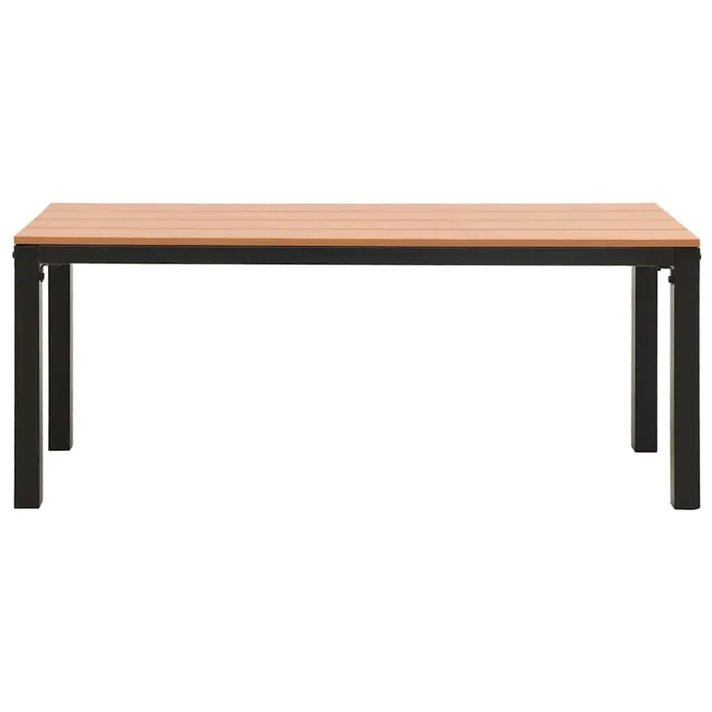 Garden Bench Weatherproof Steel WPC 110cm Outdoor Seating Brown Black