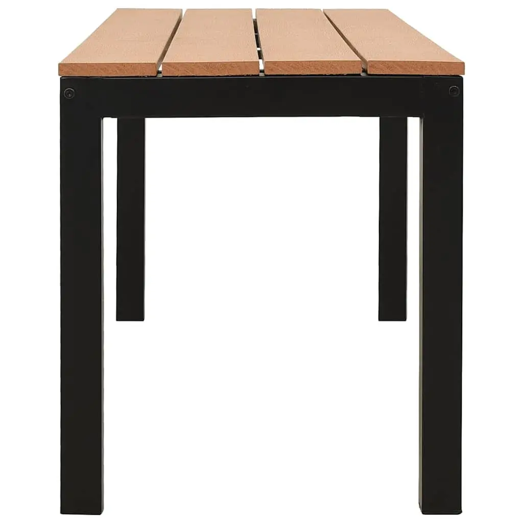Garden Bench Weatherproof Steel WPC 110cm Outdoor Seating Brown Black