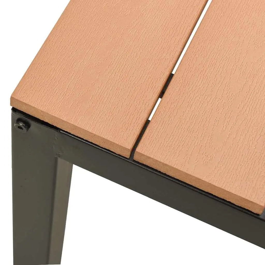 Garden Bench Weatherproof Steel WPC 110cm Outdoor Seating Brown Black