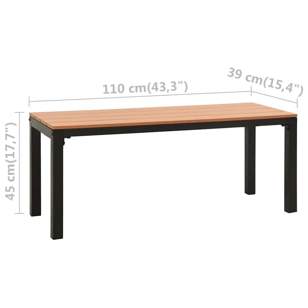 Garden Bench Weatherproof Steel WPC 110cm Outdoor Seating Brown Black