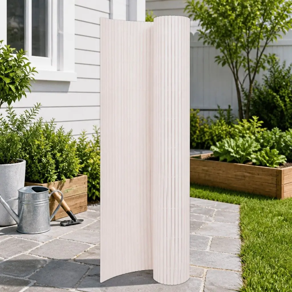 Garden Fence Panel Double-Sided White 90x400cm Outdoor Decor Screening