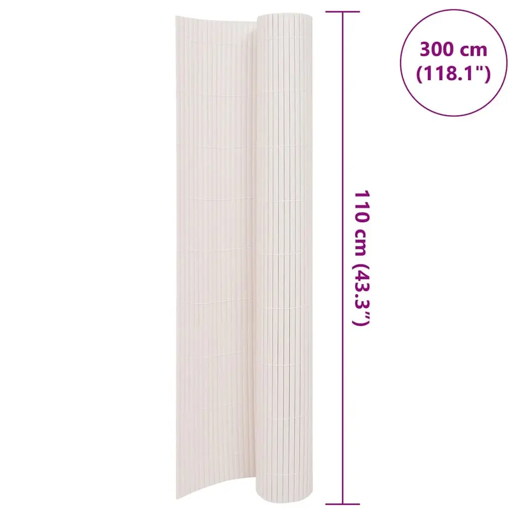 Double-Sided Garden Fence Panel Weather-Resistant PVC 110x300 cm White