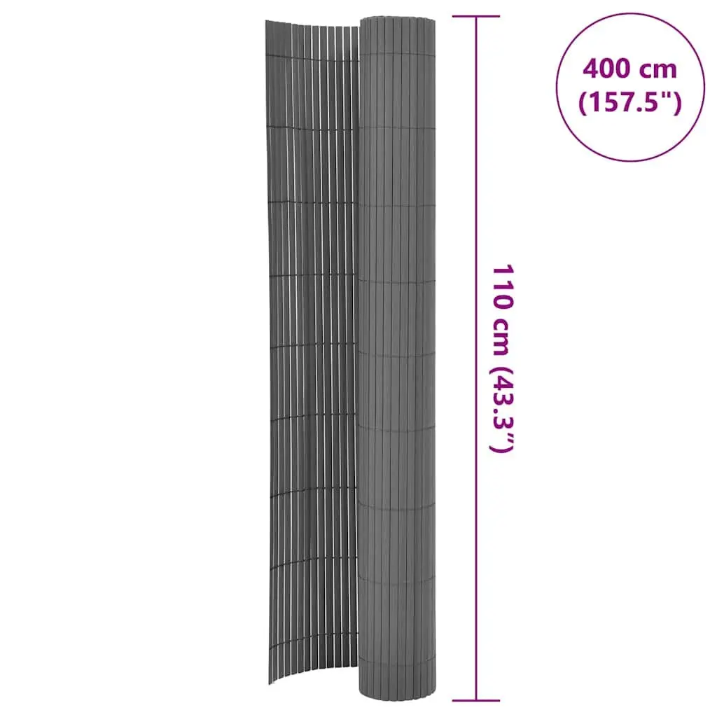 Double-Sided Garden Fence Panel Weather-Resistant PVC 110x400cm Grey Outdoor
