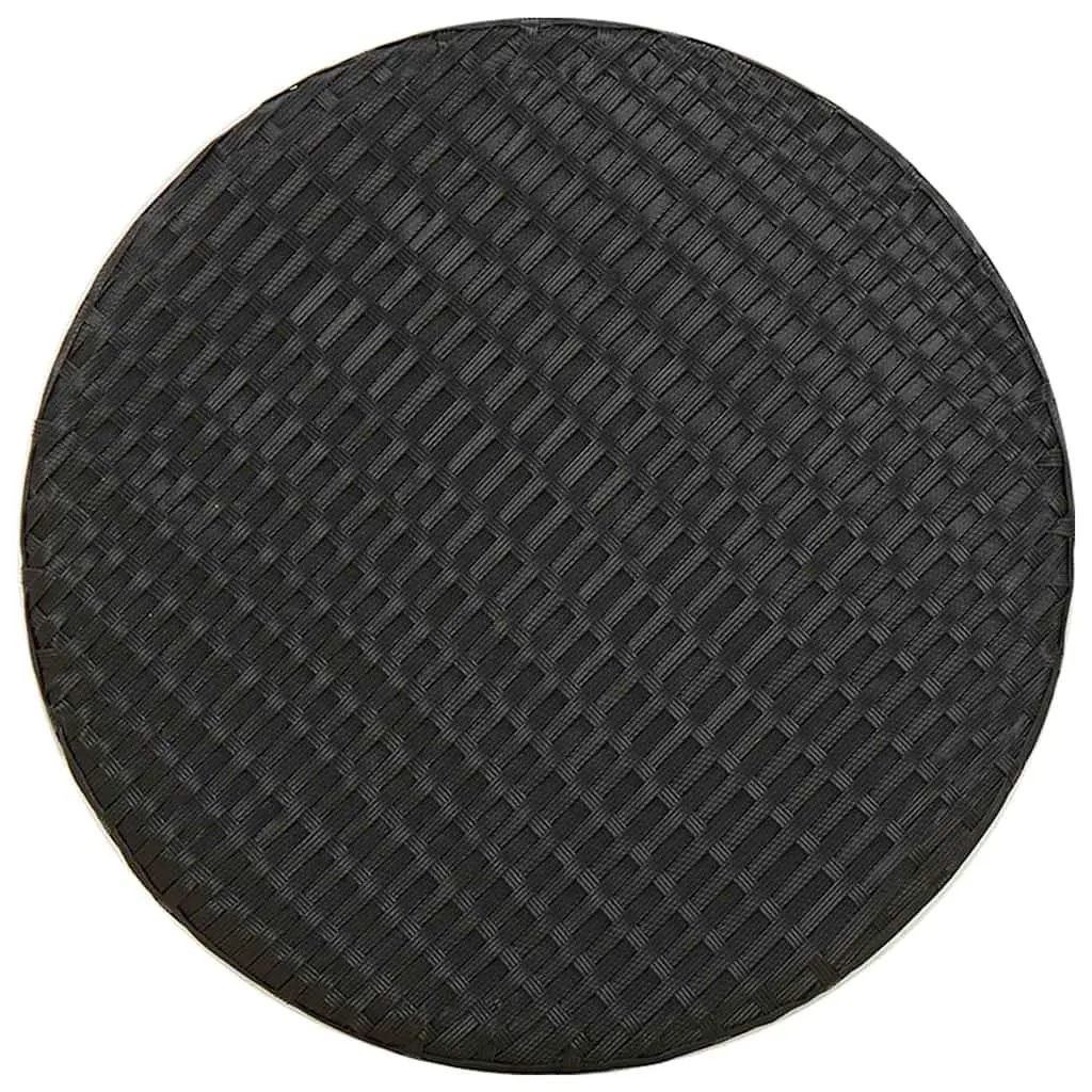 Round Tea Table 45cm Black Poly Rattan Outdoor Garden Patio Furniture