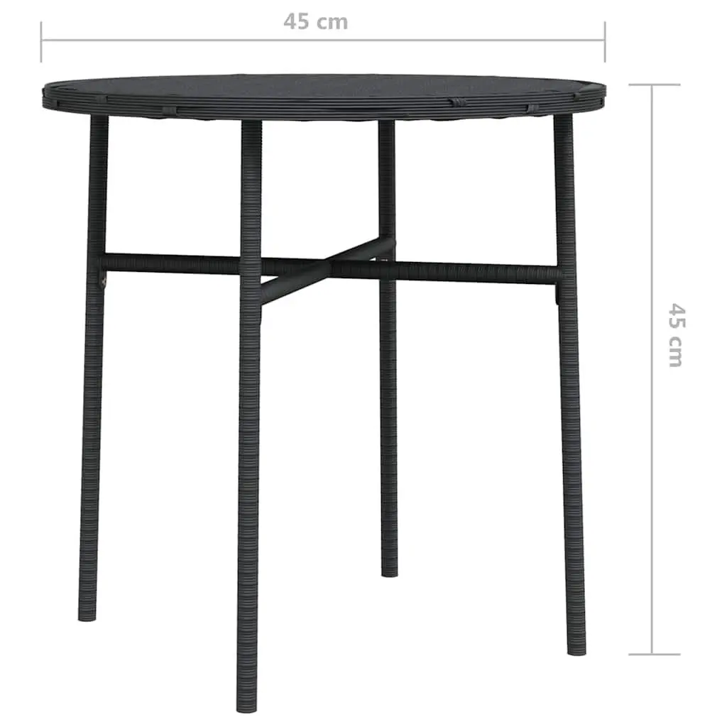 Round Tea Table 45cm Black Poly Rattan Outdoor Garden Patio Furniture