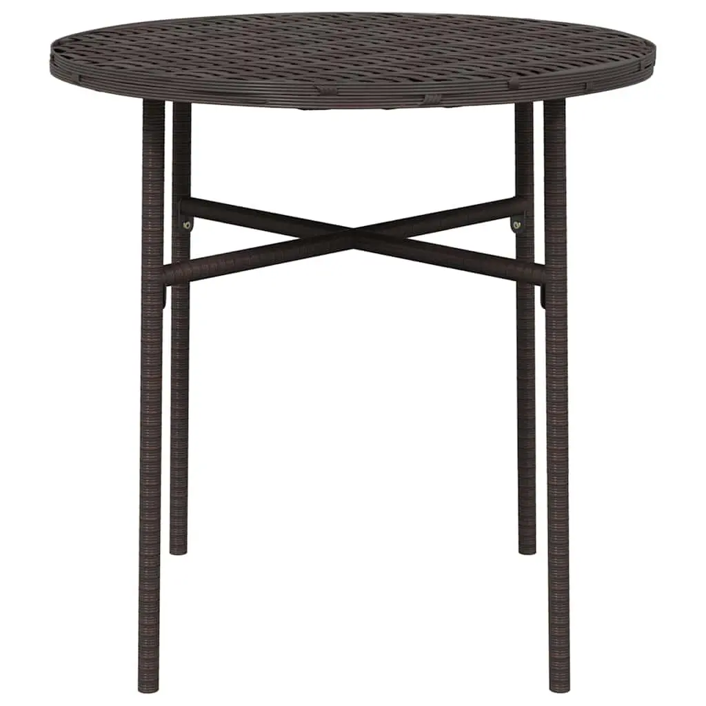 Outdoor Garden Patio Table Round 45cm Brown Weather Resistant Poly Rattan