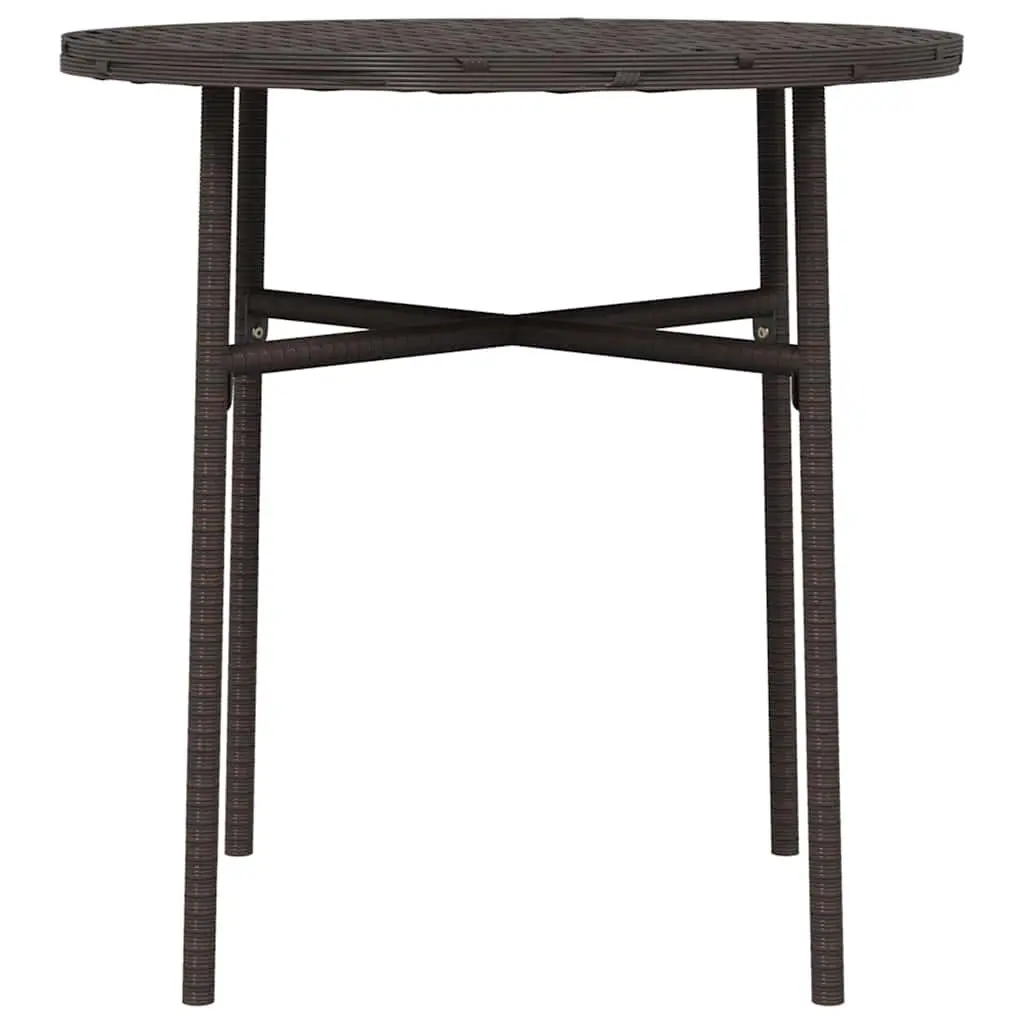 Outdoor Garden Patio Table Round 45cm Brown Weather Resistant Poly Rattan