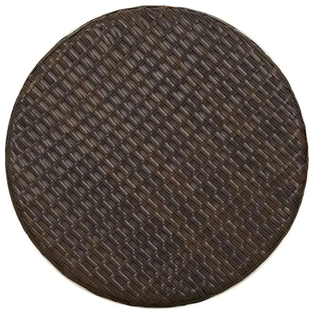 Outdoor Garden Patio Table Round 45cm Brown Weather Resistant Poly Rattan