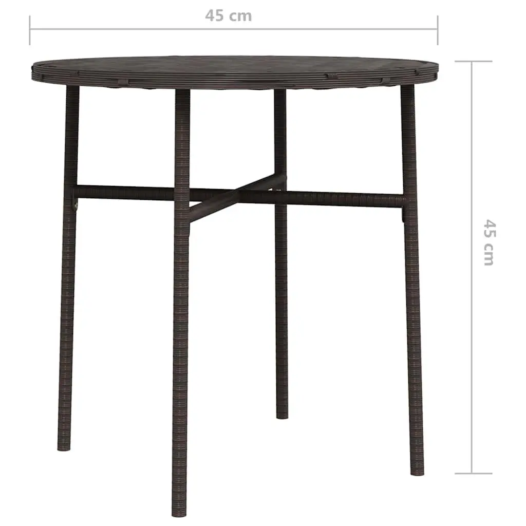 Outdoor Garden Patio Table Round 45cm Brown Weather Resistant Poly Rattan