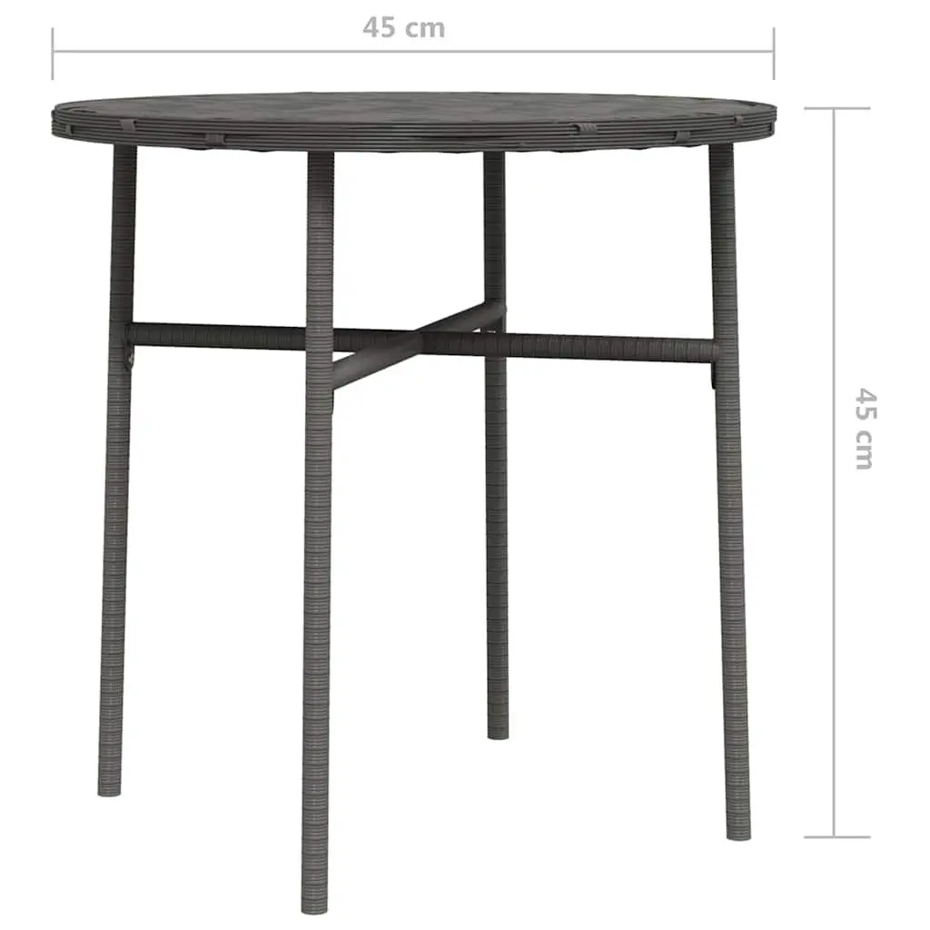 Outdoor Tea Table Round Grey Poly Rattan Garden Patio Furniture Weather