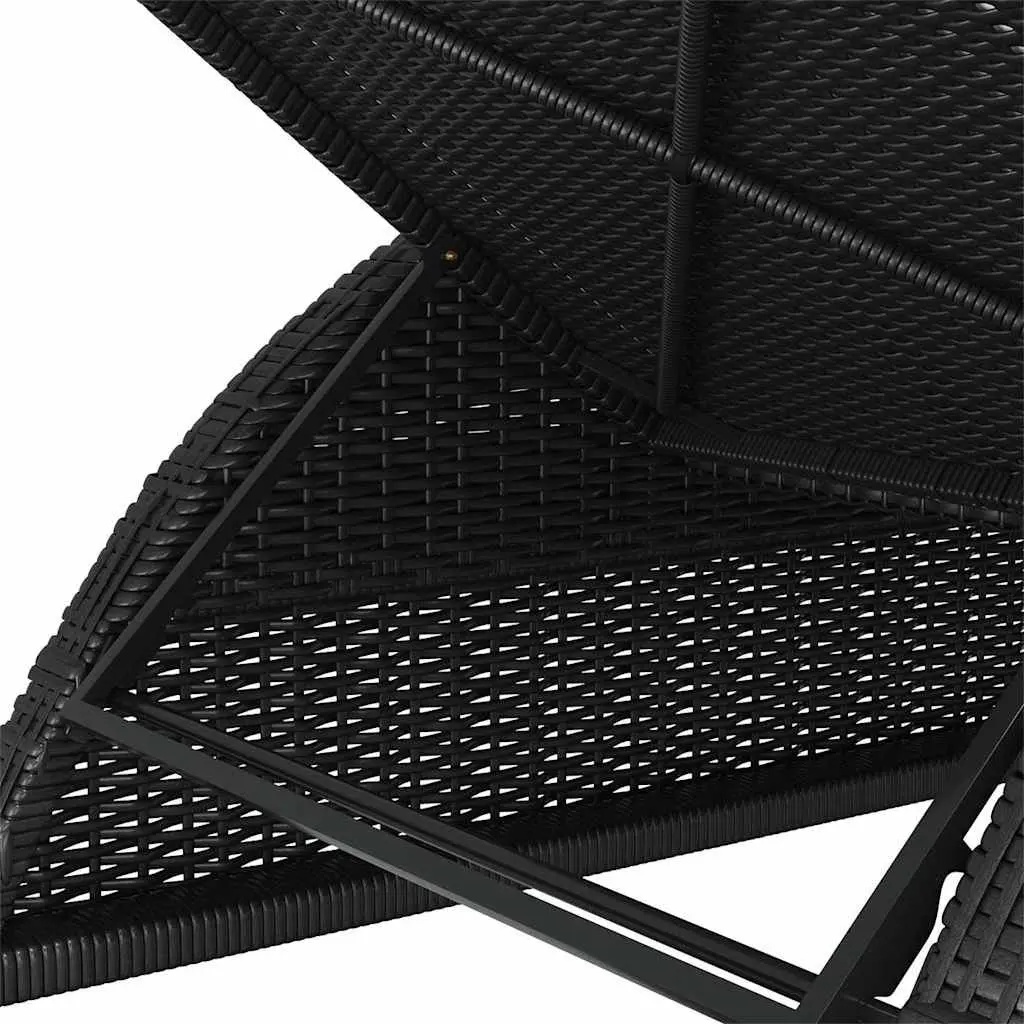 Adjustable Backrest Sun Lounger Black Rattan with Cream Cushion for Outdoor Patio
