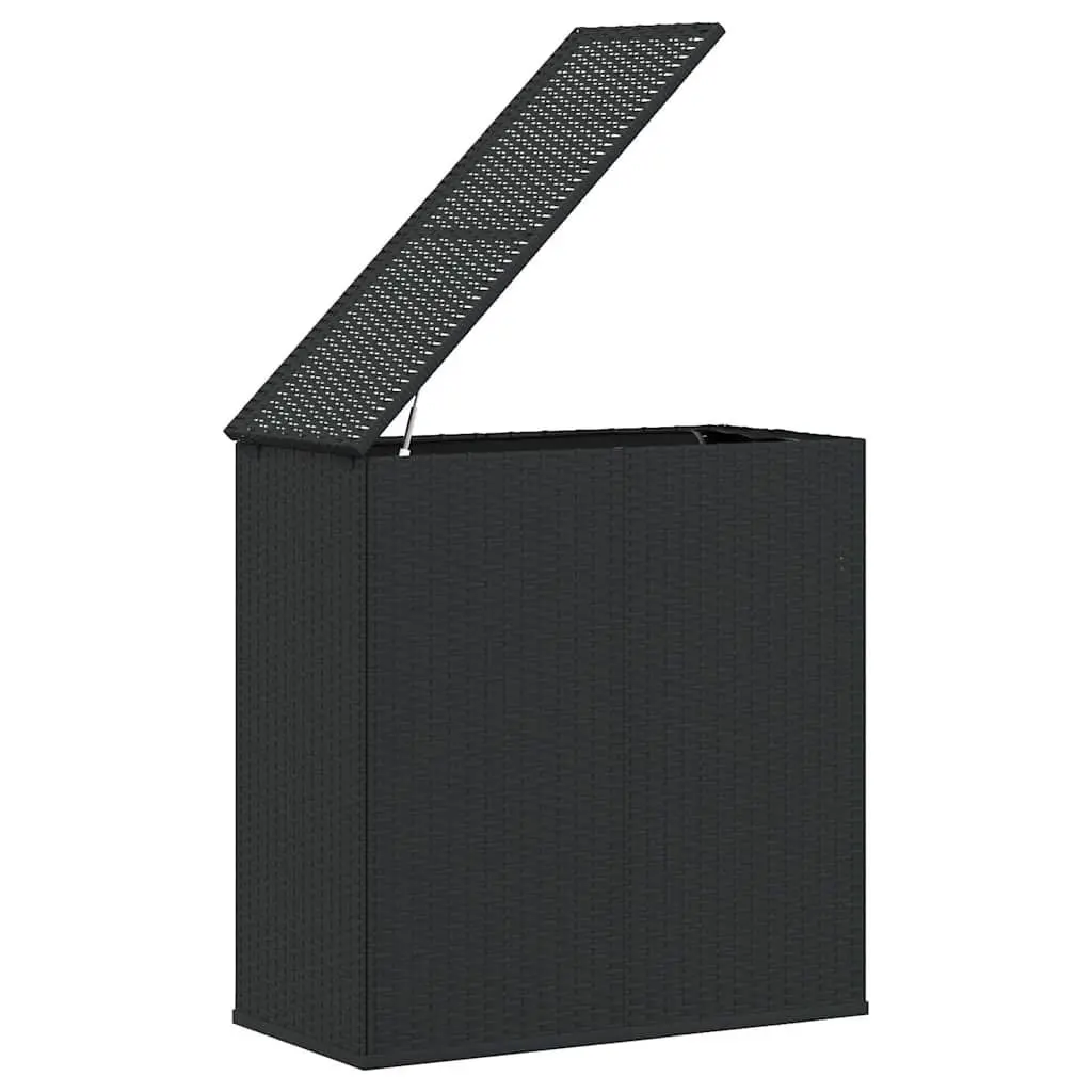 Outdoor Cushion Storage Box Weather-resistant PE Rattan Steel Frame Black 100x49x103.5cm