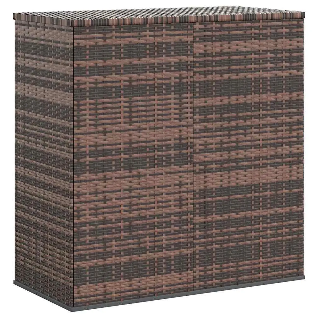 Garden Storage Box PE Rattan Outdoor Cushion Chest Brown Steel Frame