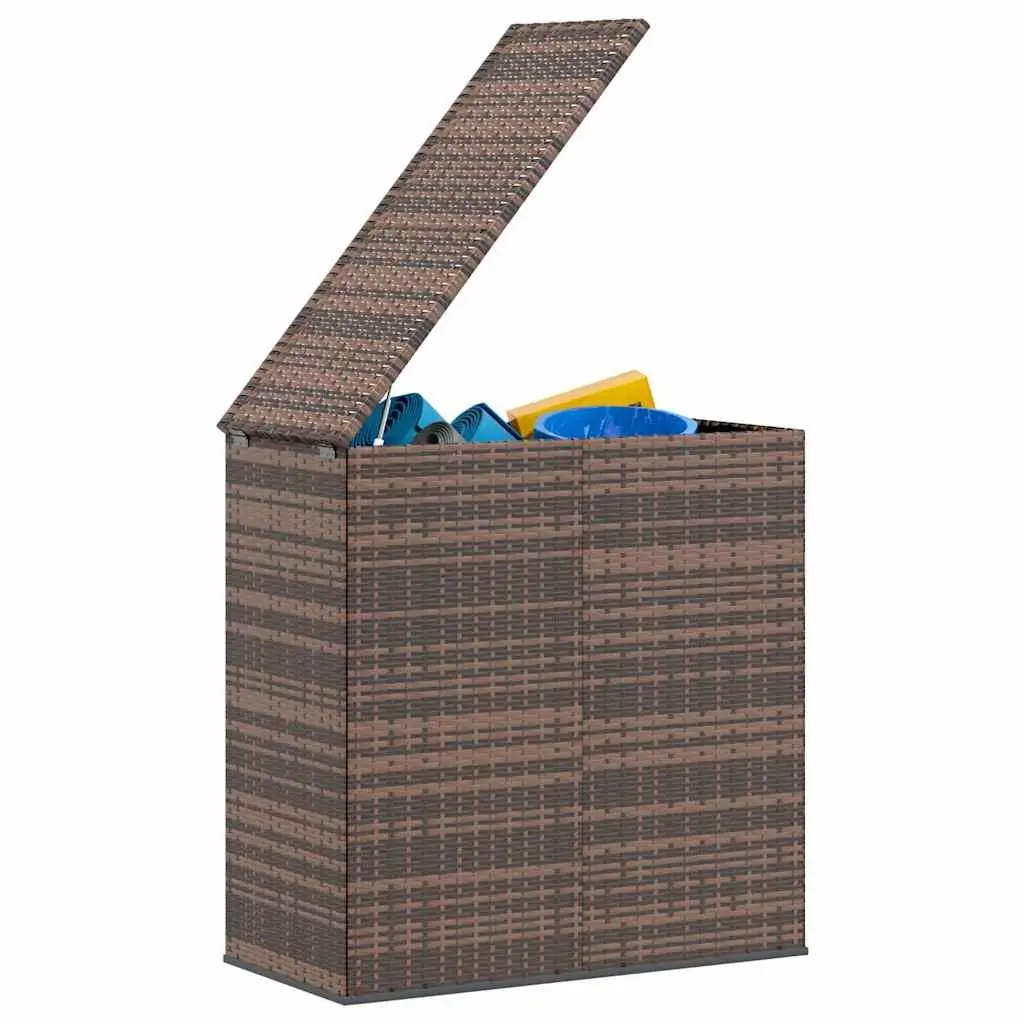 Garden Storage Box PE Rattan Outdoor Cushion Chest Brown Steel Frame