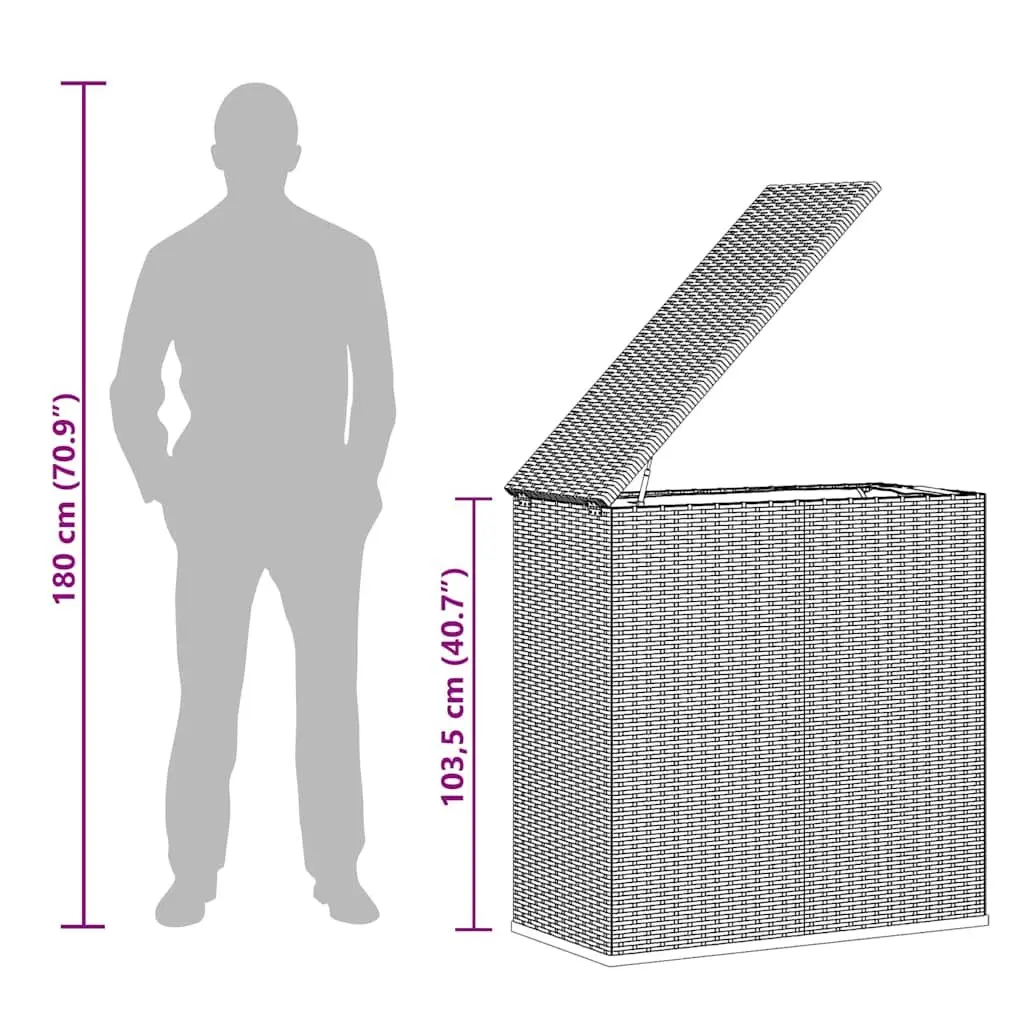 Garden Storage Cushion Box PE Rattan Weather Resistant 100x49x103.5cm Grey