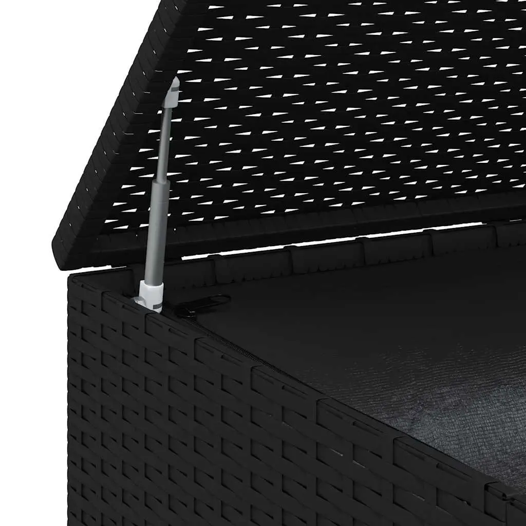 Outdoor Storage Box Weather-Resistant PE Rattan Garden Cushion Chest Black 100 x 97.5 x 104 cm