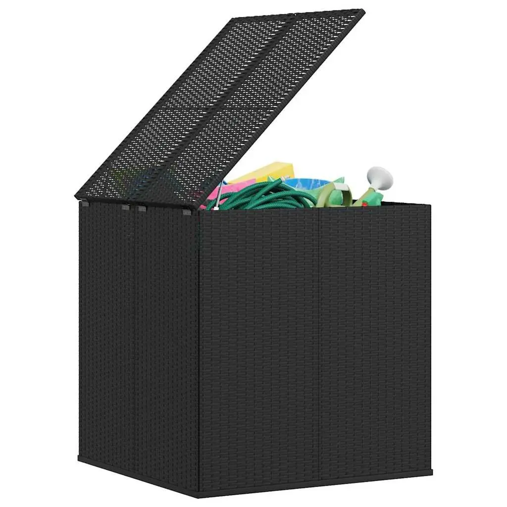 Outdoor Storage Box Weather-Resistant PE Rattan Garden Cushion Chest Black 100 x 97.5 x 104 cm