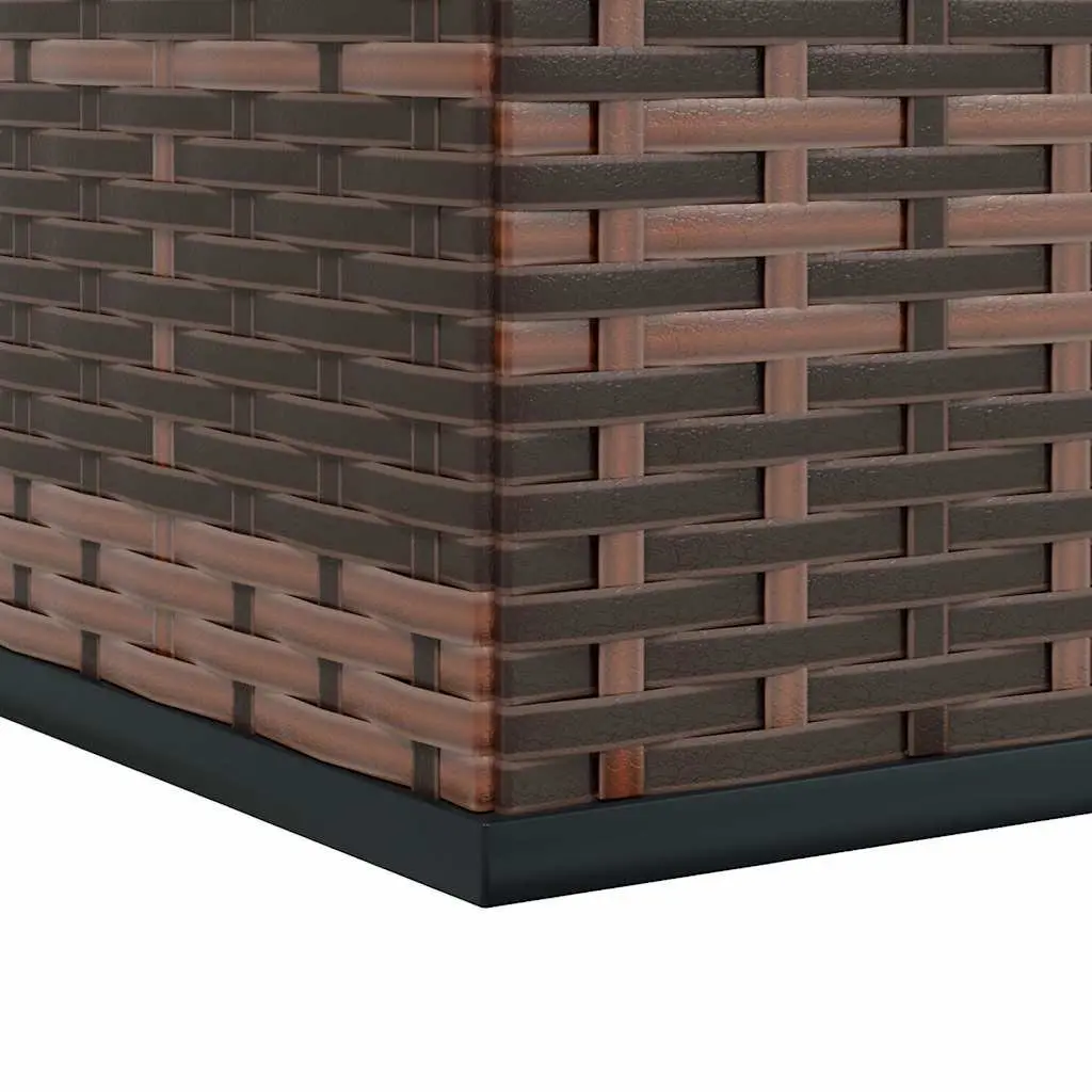 Garden Storage Box PE Rattan Outdoor Cushion Chest Brown 100x97.5x104cm