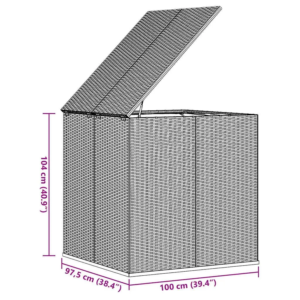 Garden Storage Box PE Rattan Outdoor Cushion Chest Brown 100x97.5x104cm