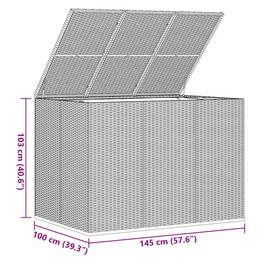 Garden Cushion Storage Box Weather Resistant PE Rattan 145 x 100 x 103 cm