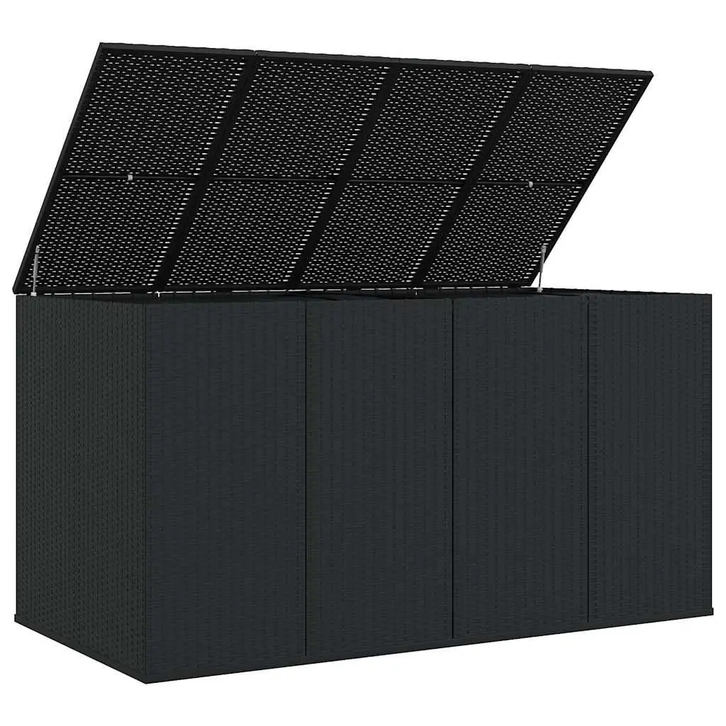Cushion Storage Box Outdoor Indoor PE Rattan Weather Resistant 194cm x 100cm x 103cm Black