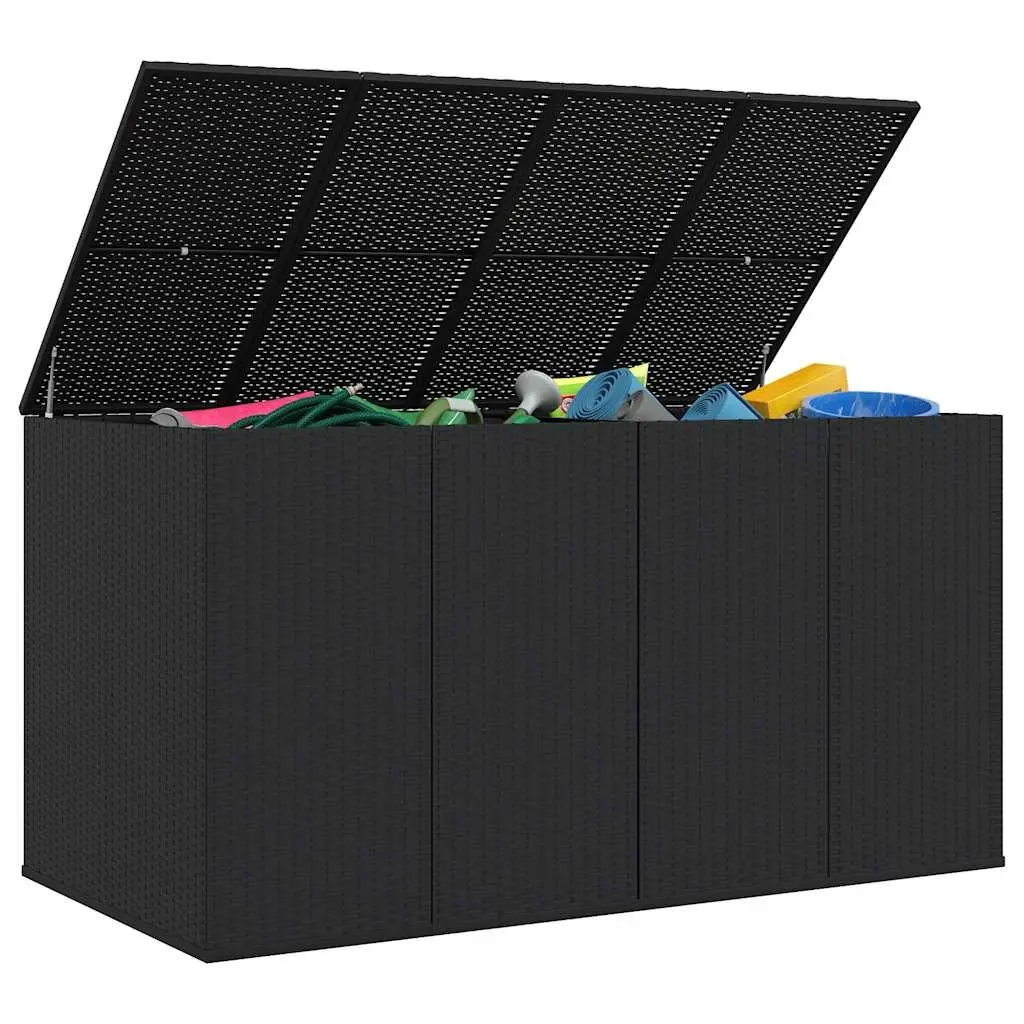 Cushion Storage Box Outdoor Indoor PE Rattan Weather Resistant 194cm x 100cm x 103cm Black