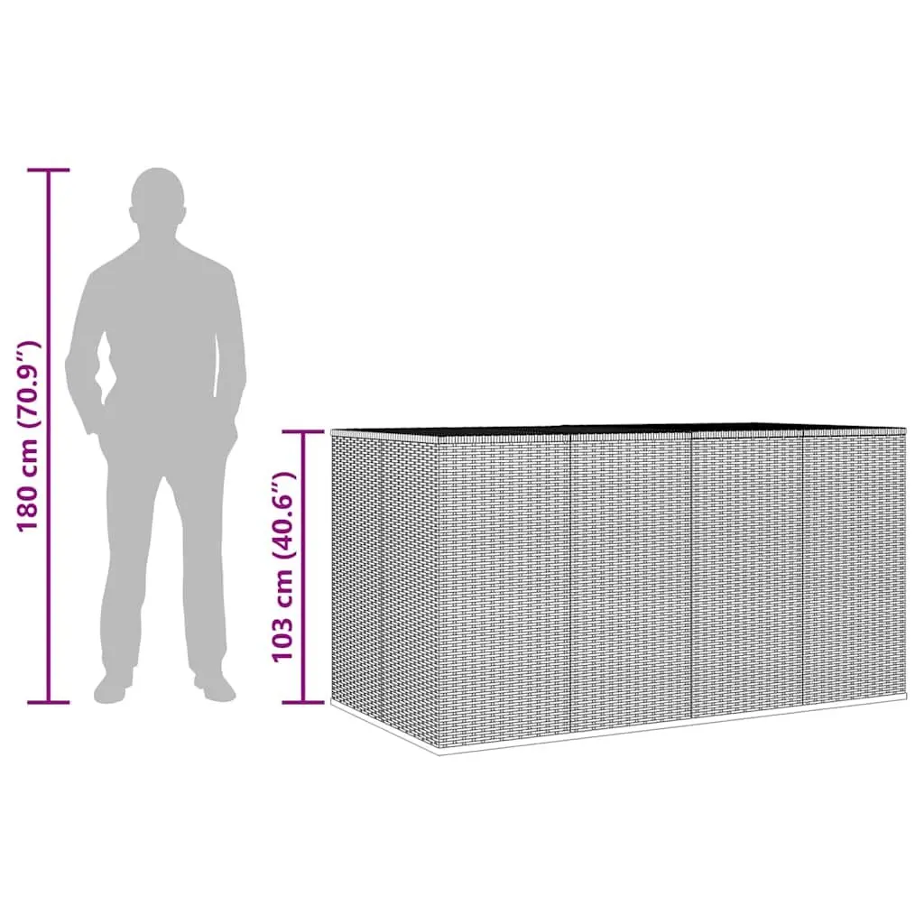 Garden Cushion Storage Box PE Rattan Grey 194x100x103cm Outdoor Furniture