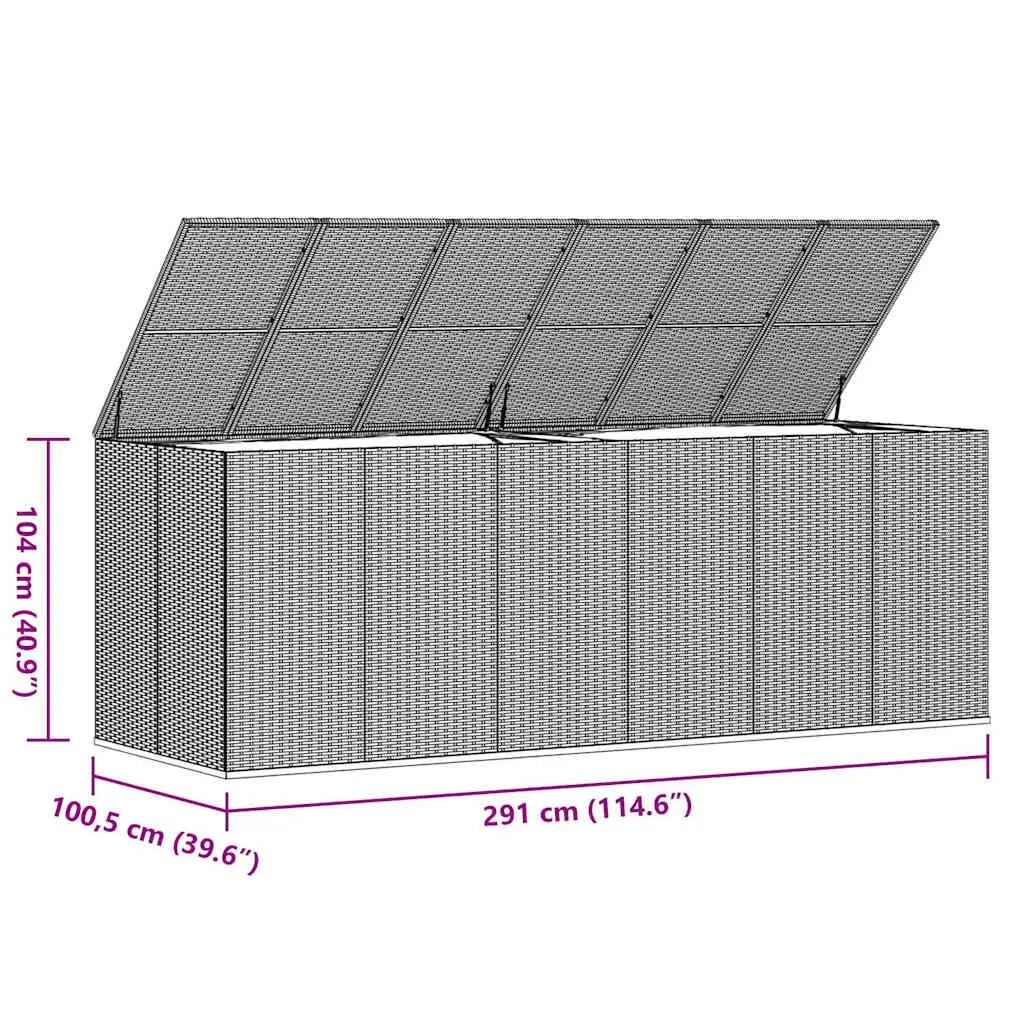 Cushion Storage Box PE Rattan Weather-Resistant Outdoor Indoor Furniture 291x1005x104cm