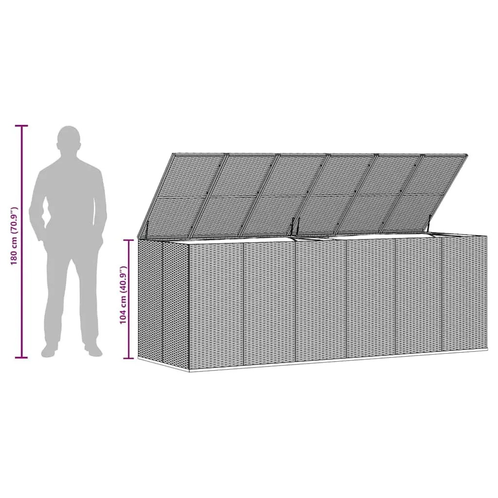 Garden Storage Box Weather-resistant PE Rattan Grey 291x100.5x104cm