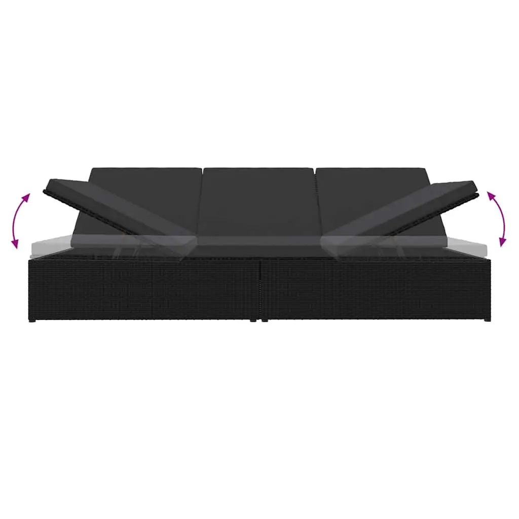 Convertible Sun Bed Sofa PE Rattan Outdoor Lounge Chair Adjustable Size