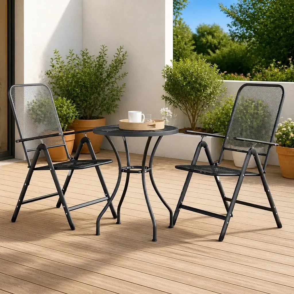 Folding Garden Chairs Adjustable Backrest 2 Pcs Anthracite