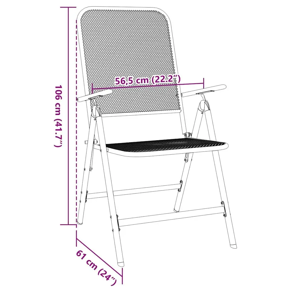 Folding Garden Chairs Adjustable Backrest 2 Pcs Anthracite