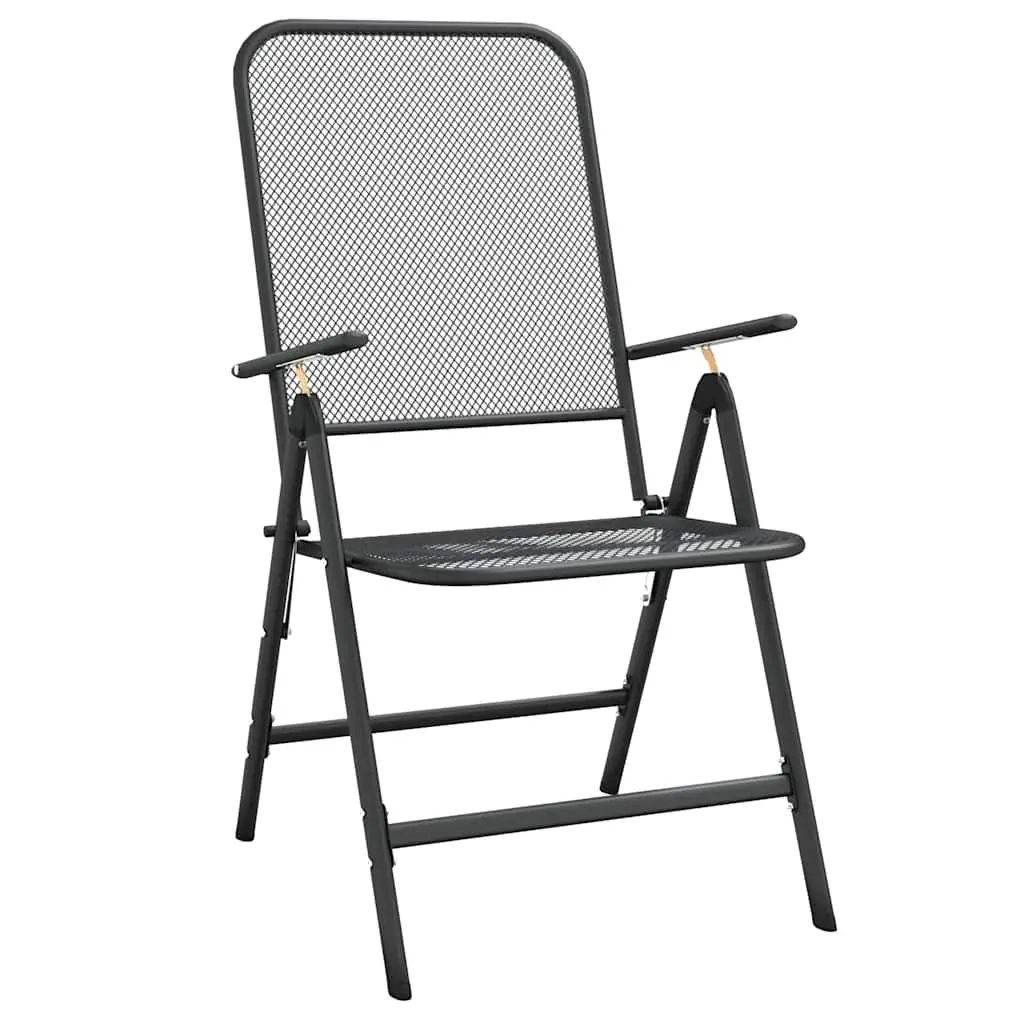 Reclining Folding Garden Chairs Anthracite Metal Set of 4 for Outdoor Patio Seating