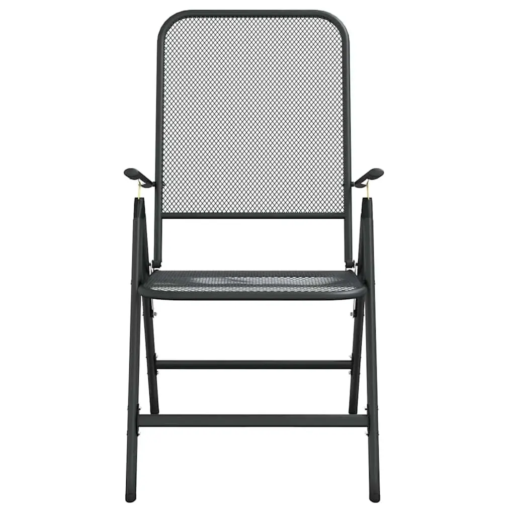 Reclining Folding Garden Chairs Anthracite Metal Set of 4 for Outdoor Patio Seating