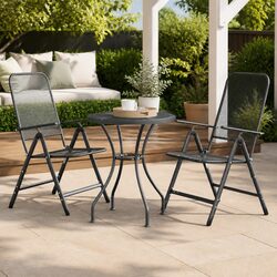 Garden Dining Table Round Ø60cm Mesh Tabletop Patio Furniture Outdoor Anthracite