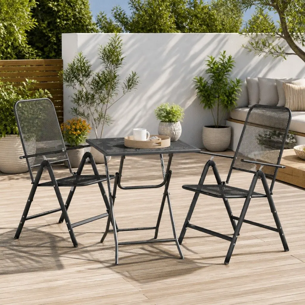Garden Table 60x60x72cm Outdoor Patio Dining Mesh Top Anthracite Modern Design