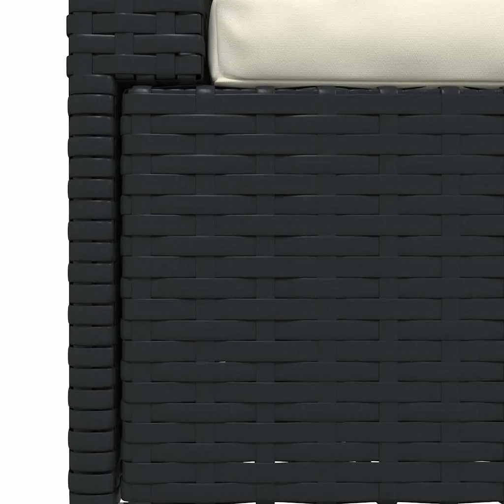 2-Seater Outdoor Sofa Black Poly Rattan with Cushions