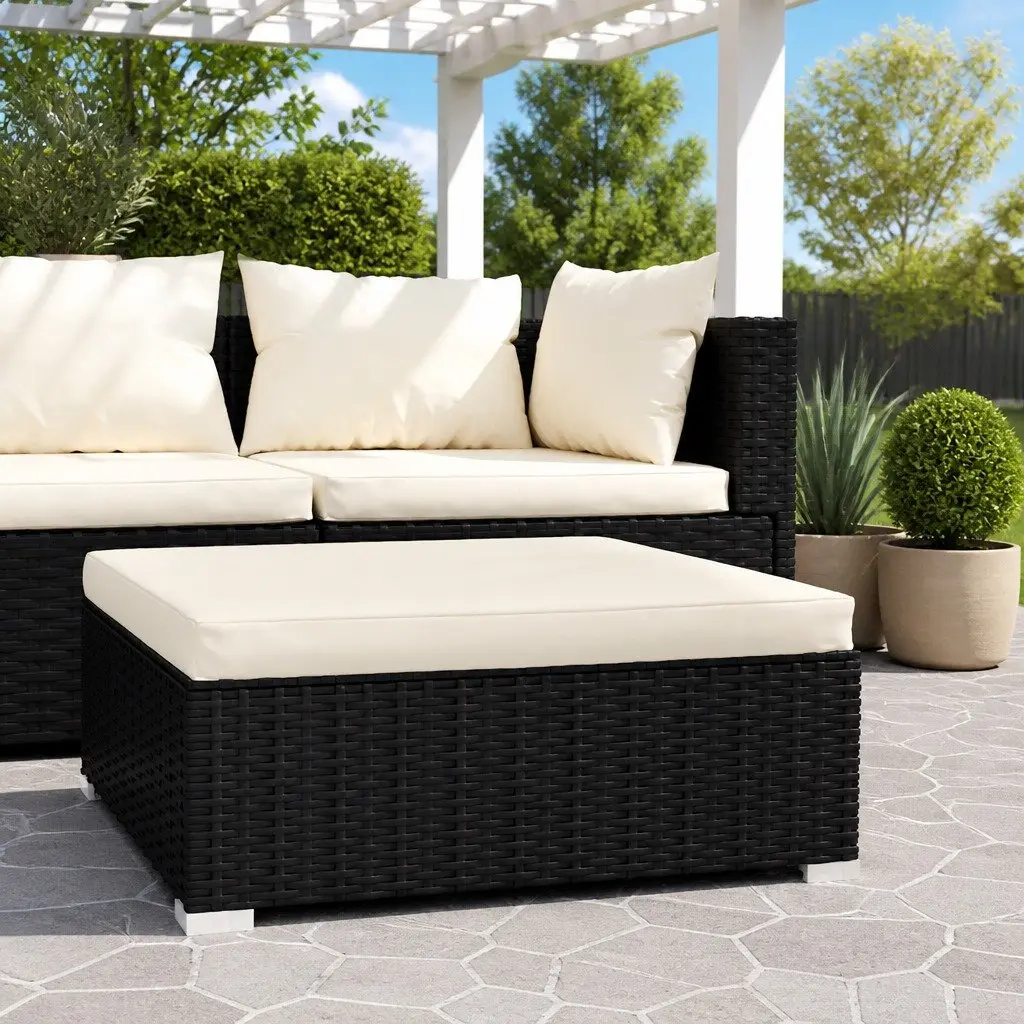 Garden Footrest Ottoman Modular Seating Black 70x70x30cm