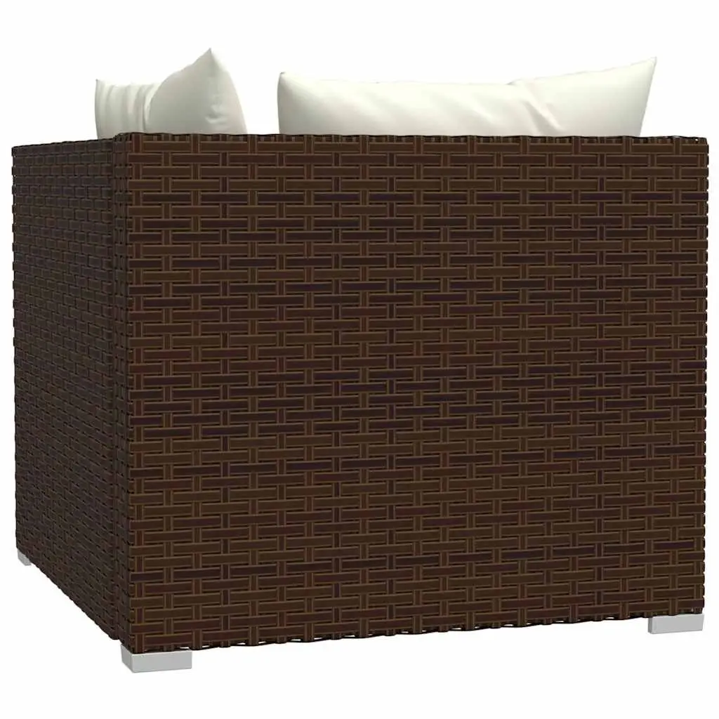 2-Seater Outdoor Sofa Garden Patio Furniture PE Rattan Brown Seat Cushions