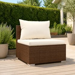 Outdoor Sectional Middle Sofa Brown PE Rattan Garden Patio Seat Modular