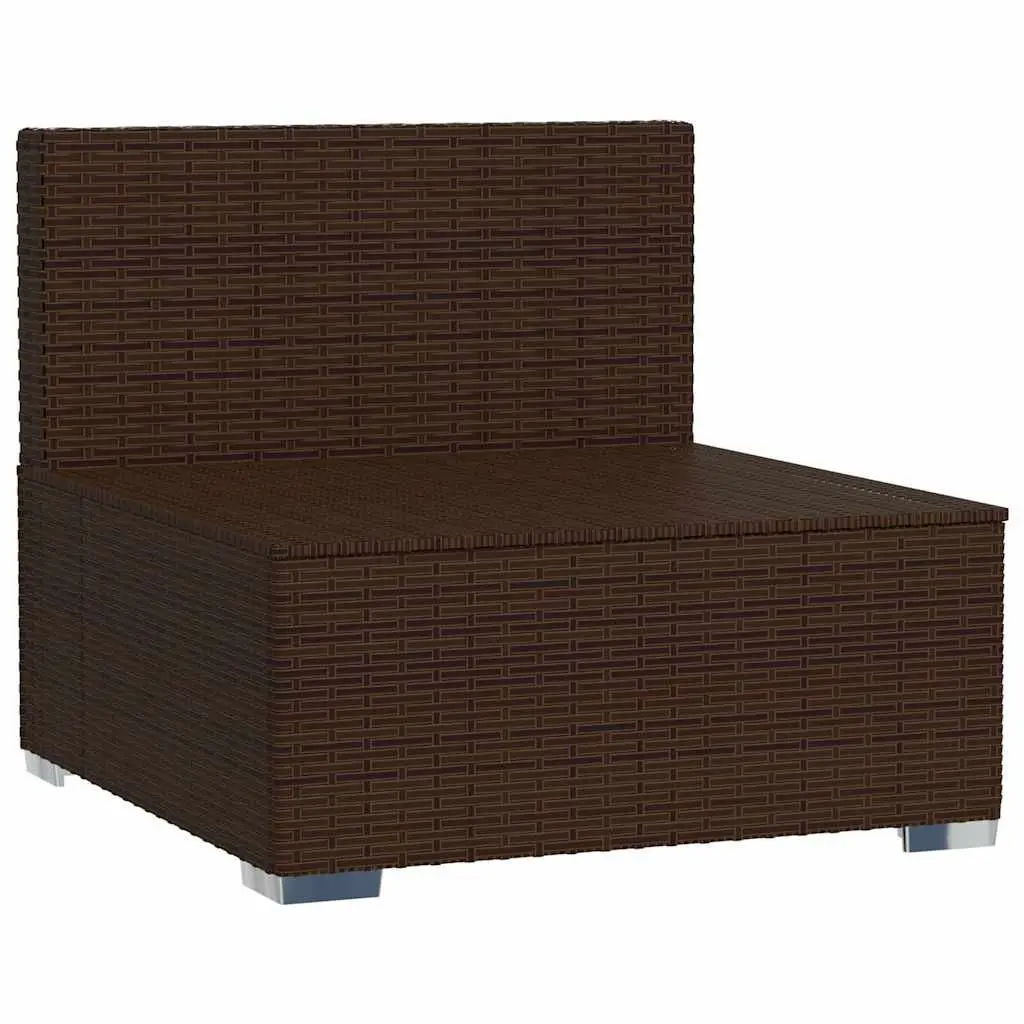 Outdoor Sectional Middle Sofa Brown PE Rattan Garden Patio Seat Modular