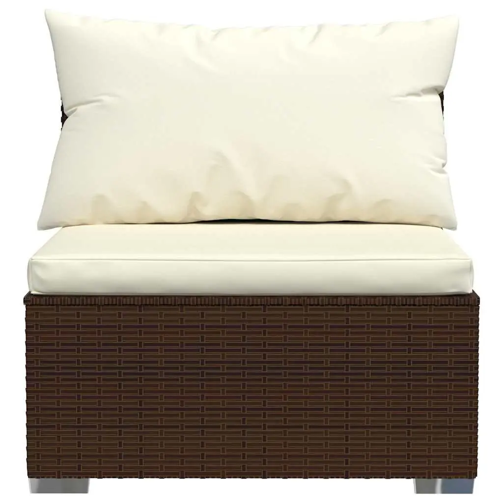 Outdoor Sectional Middle Sofa Brown PE Rattan Garden Patio Seat Modular
