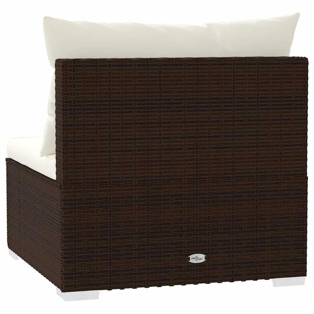 Outdoor Sectional Middle Sofa Brown PE Rattan Garden Patio Seat Modular